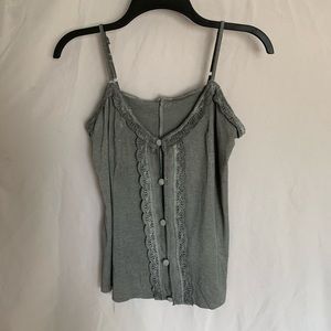 gray lace button-up camisole
